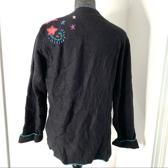 Norm Thompson Vintage Embroidered Wool Cardigan Sweater - Picture 10 of 15